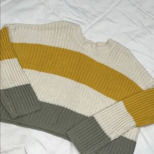 moon & madison Striped Knit Sweater - Cream, Mustard, and Gray